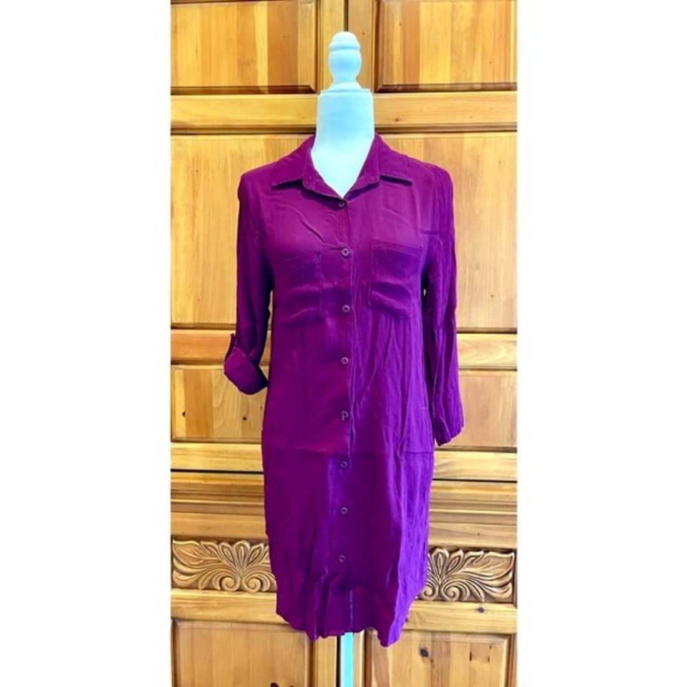 Sullivan Crepe Shirt Dress L/S - Wine - Size S